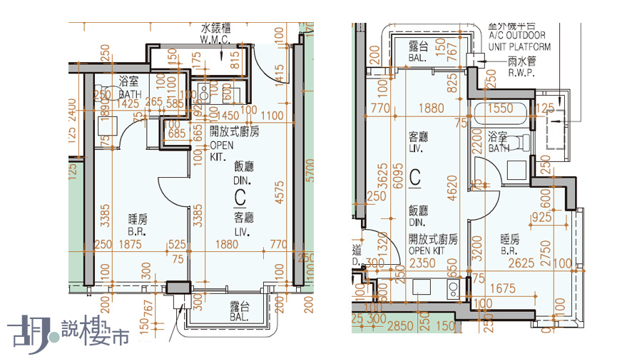 (左)3座C室、(右)5座C室