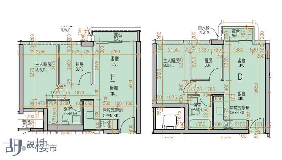 (左)3座F室、(右)5座D室