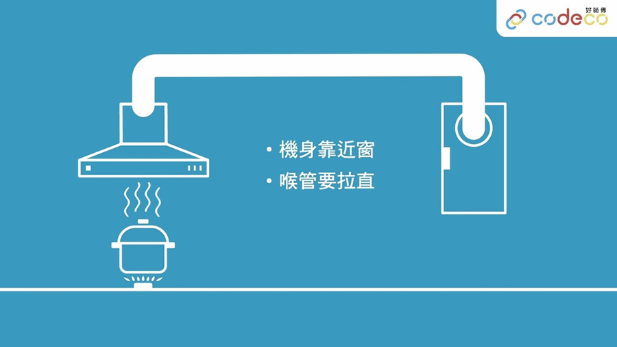 排氣喉愈短，抽油煙機的效能愈好