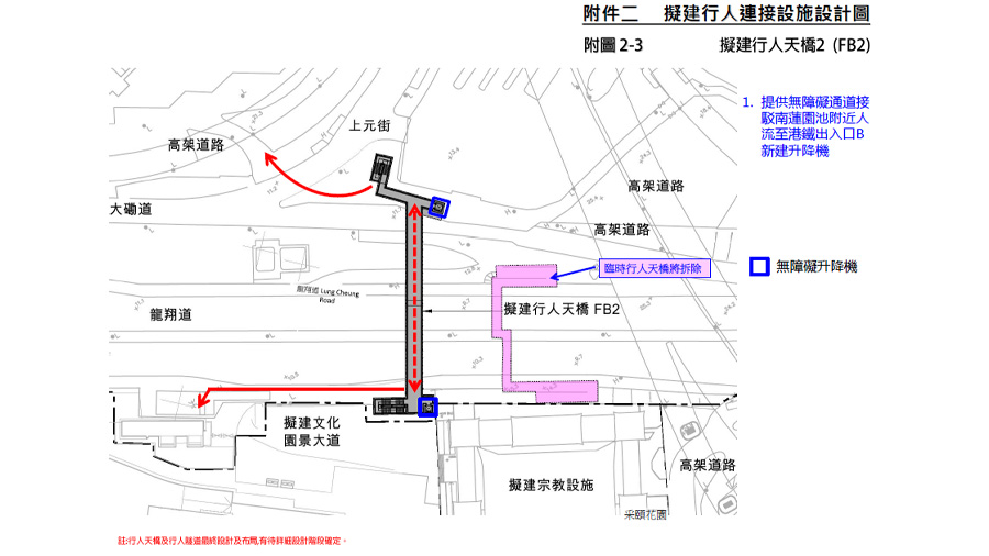 天橋接駁往鐵路站