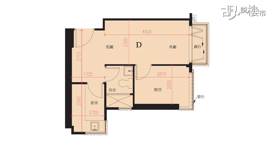 D室: 一房單位(379呎)
