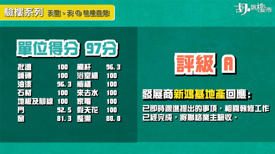 驗樓結果及發展商回應