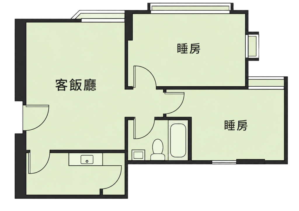 太古城兩房則王:580平方呎戶型